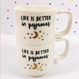 Indigo ~ “Life Is Better in pyjamas” ~ Set of 2 Mugs